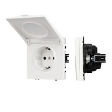 Изображение Розетка с заземлением и крышкой Arlight NOBE, белый кварц soft-touch 054280(1)